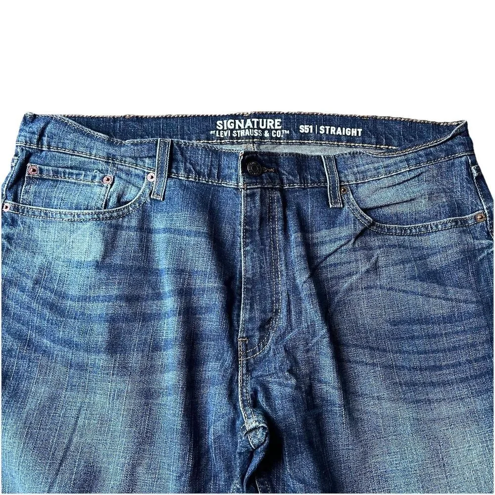 Levi's Signature S51 Straight Leg Blue Denim Jeans Pants Men's 40x32